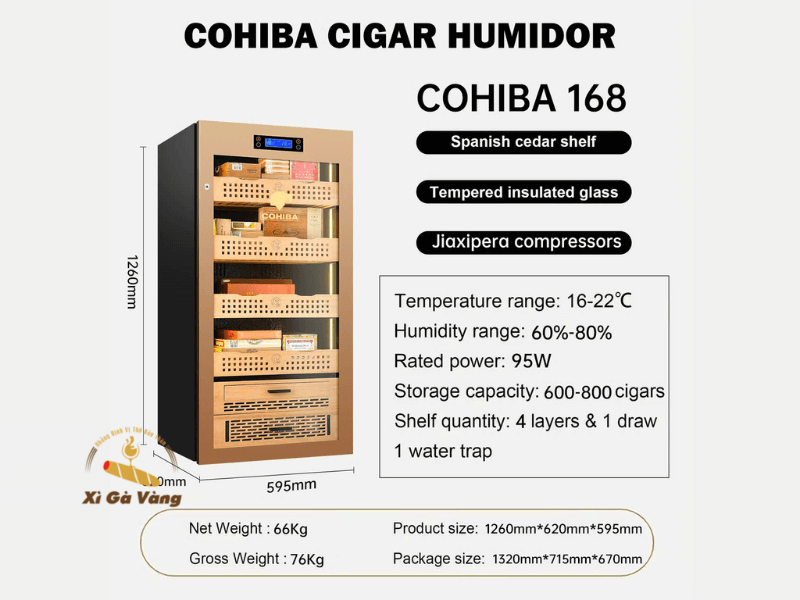 Tủ bảo quản xì gà Cohiba 168 Gold với sức chứa lớn